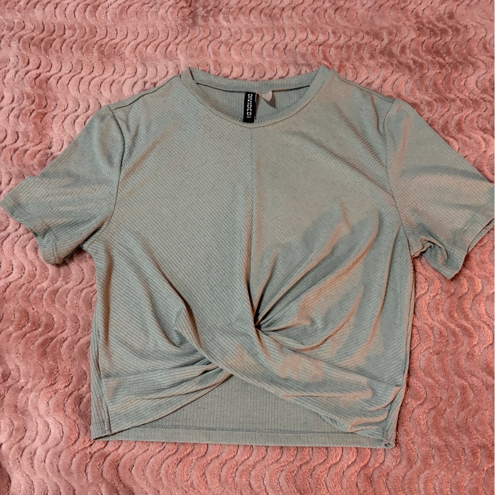 H&M Mint Ribbed Crop Top